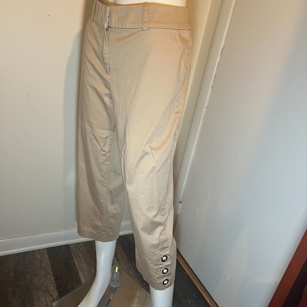 Emma James Grommet Capri Pants 10 Tan Khaki Y2K Office Siren Preppy Retro 2000s